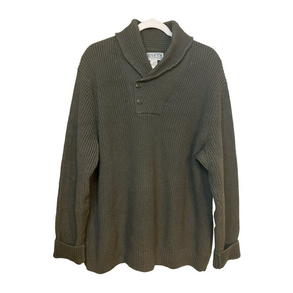 DULUTH TRADING CO Men's Olive Green Wool Blend Heavy Knit Sweater Elbow SZ Large - Picture 2 of 6
